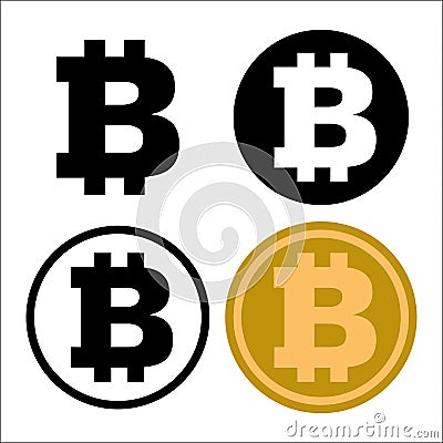 Set of Bitcoin symbol icon. Vector Iconic Illustration Vector Illustration