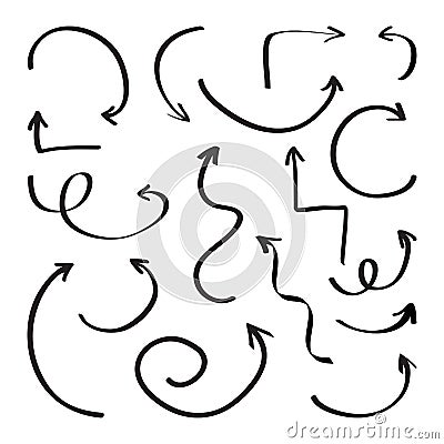 Set of black arrows, hand draw. Vector illustration Cartoon Illustration