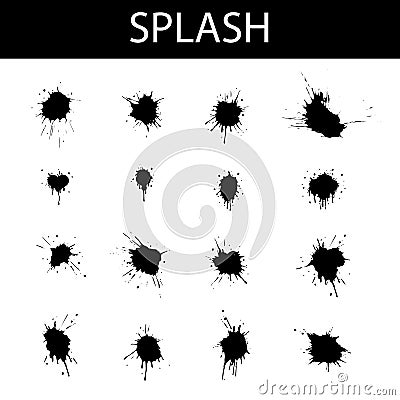 Set of black blots Vector Illustration