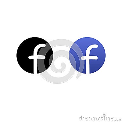 Set of black and blue modern social media icons Vector Illustration