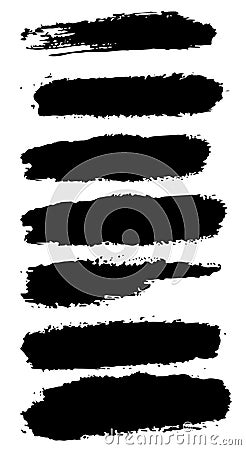 Set black brush paint vector. Painted grunge stripes set. Vector Illustration