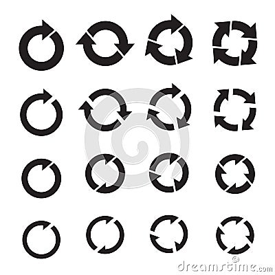 Set of black circle vector arrows. Vector Illustration