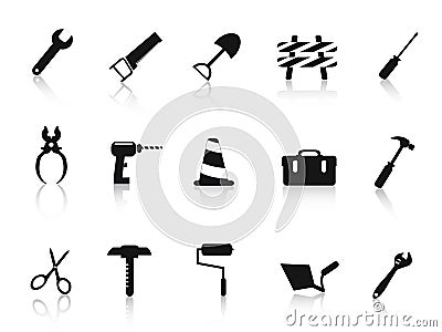 Set of black Construction hand tool icon Vector Illustration