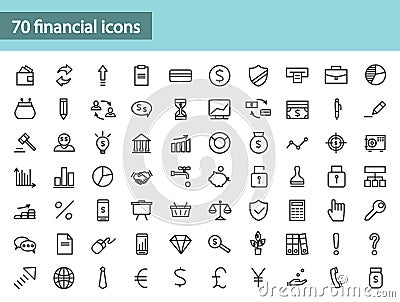 Set of black financial icons. Vector illustration Cartoon Illustration