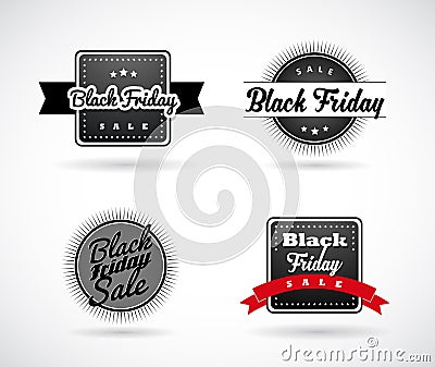 Set of Black Friday hand made simple labels Vector Illustration