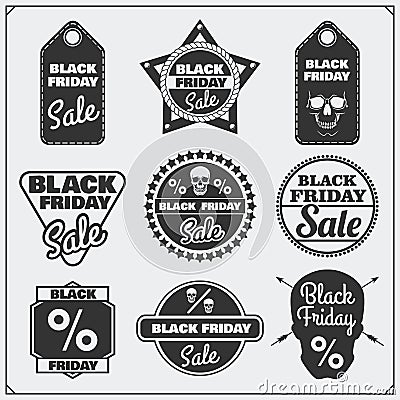 Set of Black Friday Sale tags, banners, badges, labels and design elements. Vector Illustration