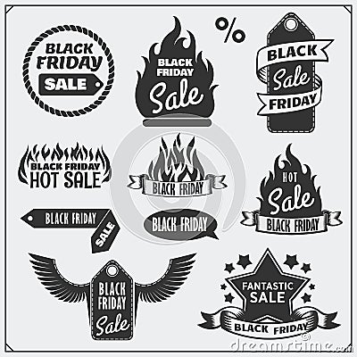 Set of Black Friday Sale tags, banners, badges, labels and design elements. Vector Illustration