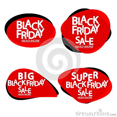 Set Black Friday Sales bubble banners design template, collection discount tags, app icons, vector illustration Vector Illustration