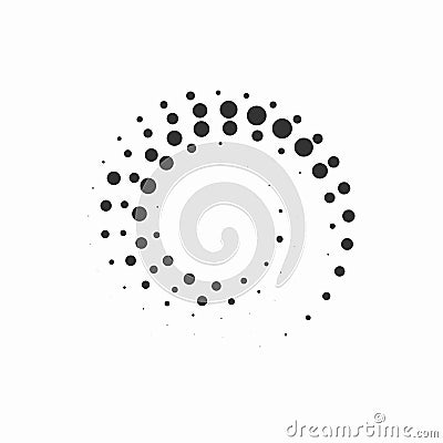 Set of black halftone circle speed lines motion. Vector Illustration