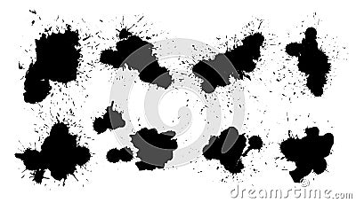 set of black ink splatter texture background design Vector Illustration