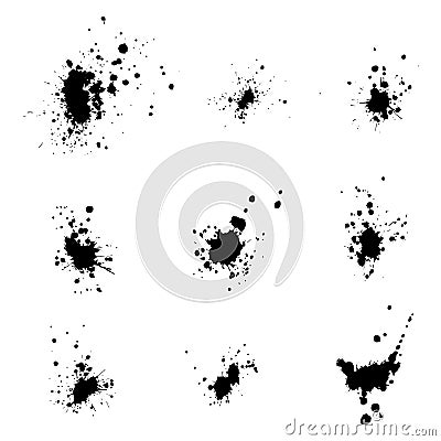 Set of black ink vector splashes Vector Illustration