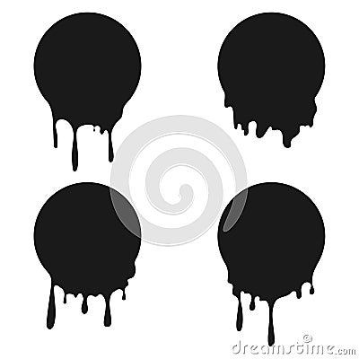 Set of black liquid round frames. Vector Illustration