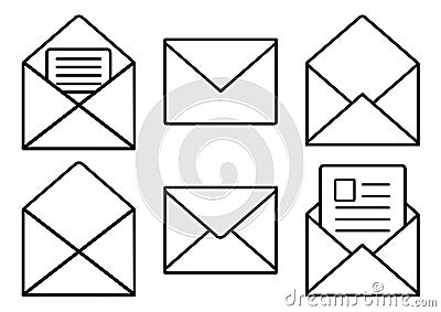 Set of black mail icons. Vector illustration Cartoon Illustration