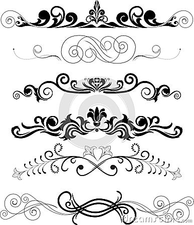 Set of black ornaments Vector Illustration