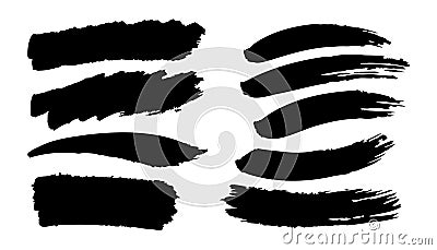 Set of black paint, brush stroke. Dirty artistic design element on white background. Vector illustration. Vector Illustration