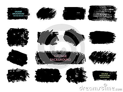 Set of black paint, ink brush strokes, brushes, lines. Vector Illustration
