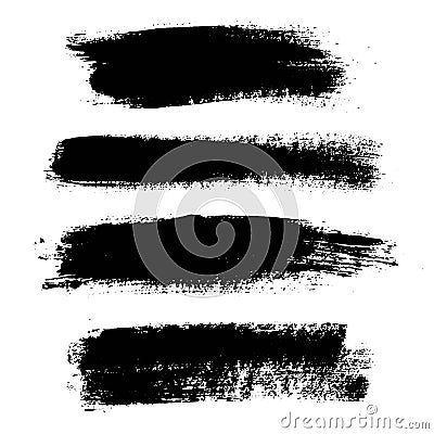 Set of black paint, ink brush strokes, lines. Vector Illustration