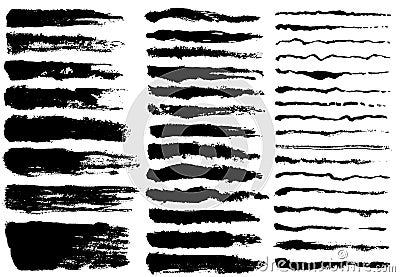 Set of black paint, ink brush strokes Vector Illustration