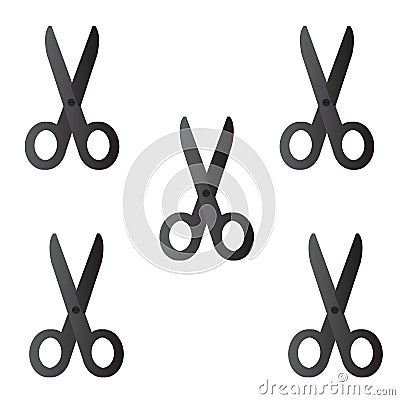 Set of black scissors icon vector, illustration design icon web. Cartoon Illustration