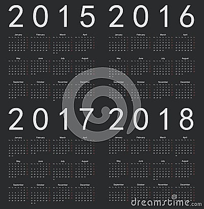 Set of black square european 2015, 2016, 2017, 201 Vector Illustration