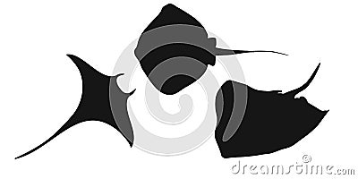 Set black stingray, manta ray or devilfish sign icon on white background. Vector clipart illustration Vector Illustration