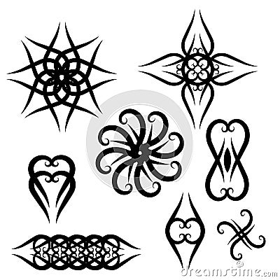 Set black for tattoo designs Vector Illustration