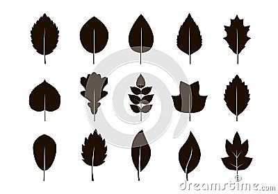 Set of isalated black Leaves. Vector Illustration Vector Illustration