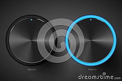 Set of black volume controls. Vector Illustration