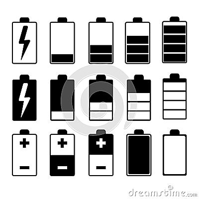 Set of black and white battery chargers Stock Photo