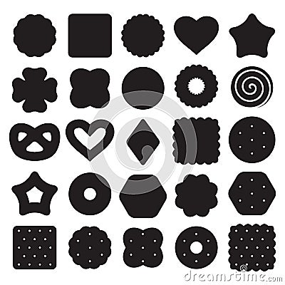 Set of black and white biscuit cookies and cracker chips. vector Vector Illustration