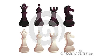 Set of black and white chess figures vector illustration Vector Illustration