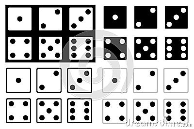 Set of black and white dice Vector Illustration