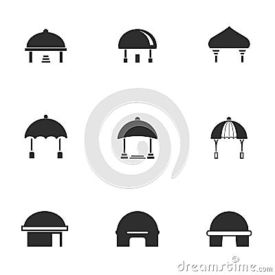 Set of black and white dome house icon with tent modern style, vector illustration Vector Illustration