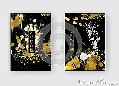 Set of Black White Gold Design Templates Vector Illustration