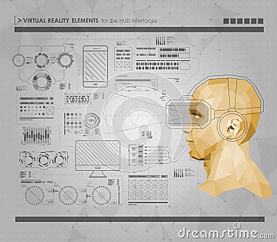 Set of black and white infographic elements. Head-up display elements for the web and app. Futuristic user interface Vector Illustration