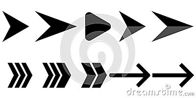 Set of black and white modern arrows Vector Illustration