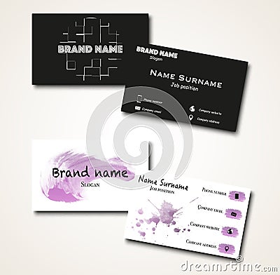 Set of black and white modern minimalistic business cards Stock Photo