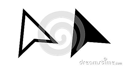 A set of black and white mouse cursor icons. Vectors. Aiko n used in Internet and computer operations. Vector Illustration