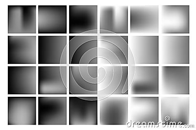 Set of black and white vector gradient, blur backgrounds. Vector Illustration