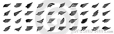 Set of black wings icons. Wings badges. Collection wings badges. Vector illustration Vector Illustration