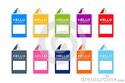 Set of Blank Colorful Name Badge Tags Vector Illustration for Corporate and Social Events Vector Illustration