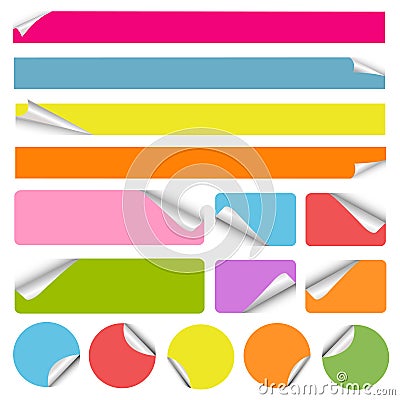 Set of blank colorful stickers Vector Illustration