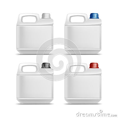 Set of Blank Plastic Jerrycan Canister Gallon Oil Vector Illustration