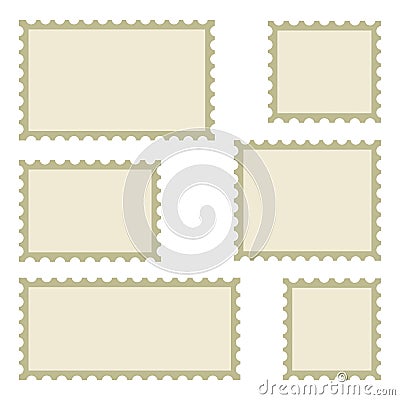 Set of blank postage stamps of different sizes. Vector illustration Cartoon Illustration