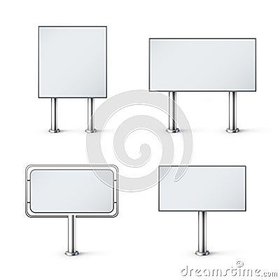 Set of blank realistic billboards Vector Illustration