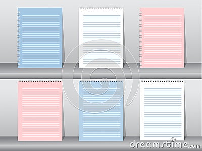 Set of blank realistic spiral notepad notebook,sketch, illustration Vector Illustration