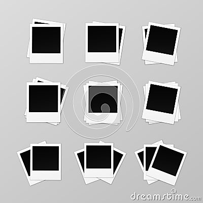 Set of Blank Retro Photo Frames on Background Vector Illustration