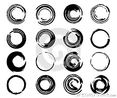 Set of black hand drawn scribble circles isolated on white background. Doodle style sketched frames. Grunge design elements. Vector Illustration