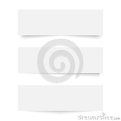 Set of blank white banners with different transparent shadow. Vector Vector Illustration