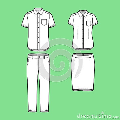 Set of a blazer, pants and skirt Vector Illustration